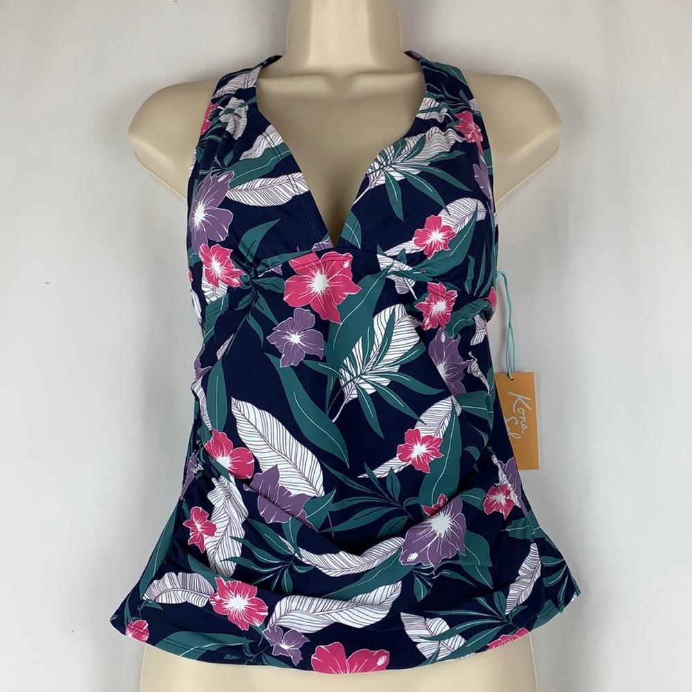 Kona Sol Floral Tankini Swim Top